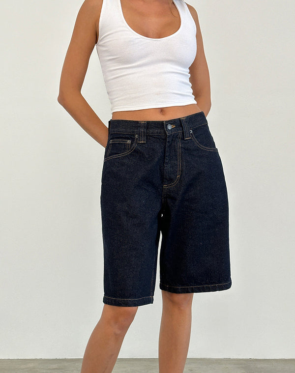 Motel Rocks Low Rise Skater Short In Indigo