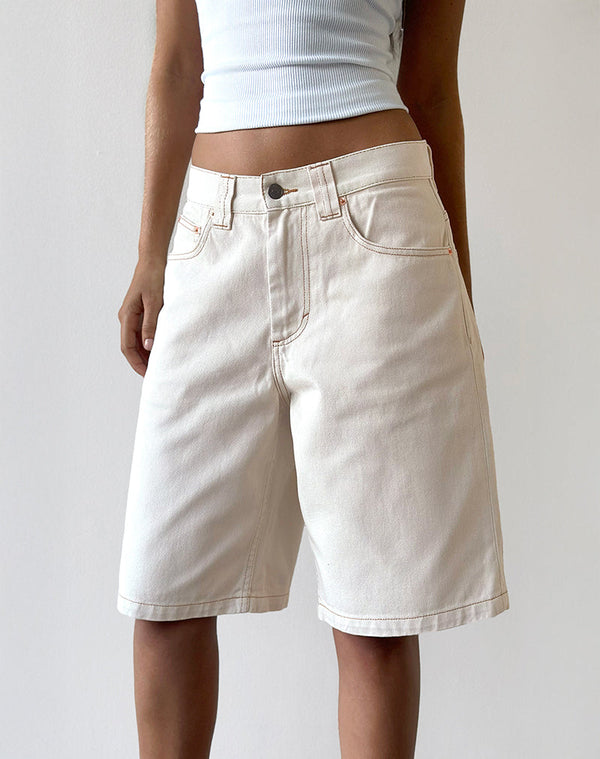 motel rocks Low Rise Skater Short in Off White
