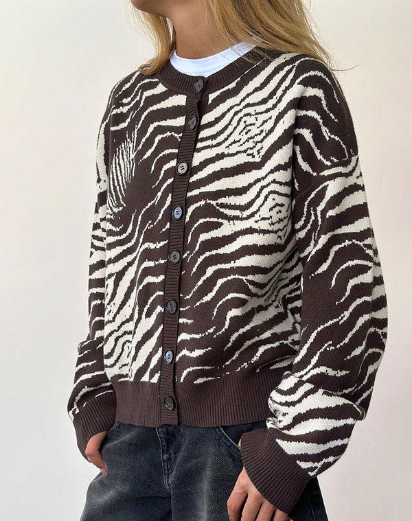 Motel Rocks Luceta Knitted Cardigan In Wild Animal