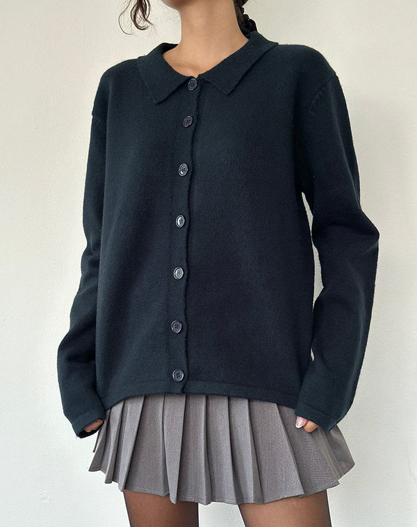 motel rocks Madera Cardigan in Dark Navy