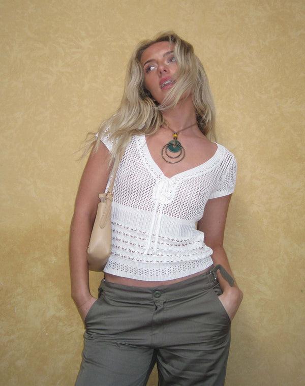 motel rocks Maika Knitted Top in Marshmallow