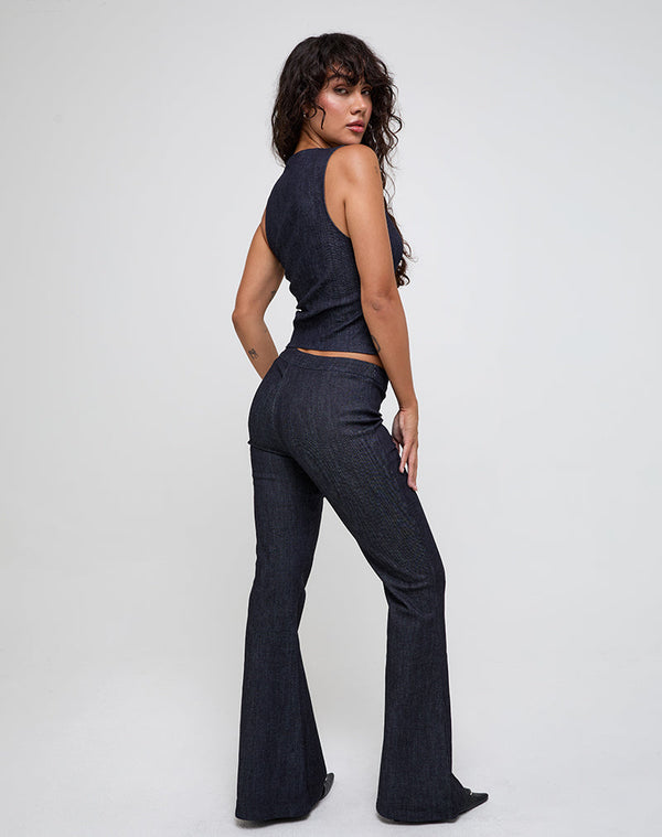 Motel Rocks Malvinas Trousers In Dark Denim Indigo