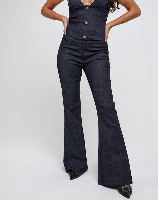 motel rocks Malvinas Trousers in Dark Denim Indigo