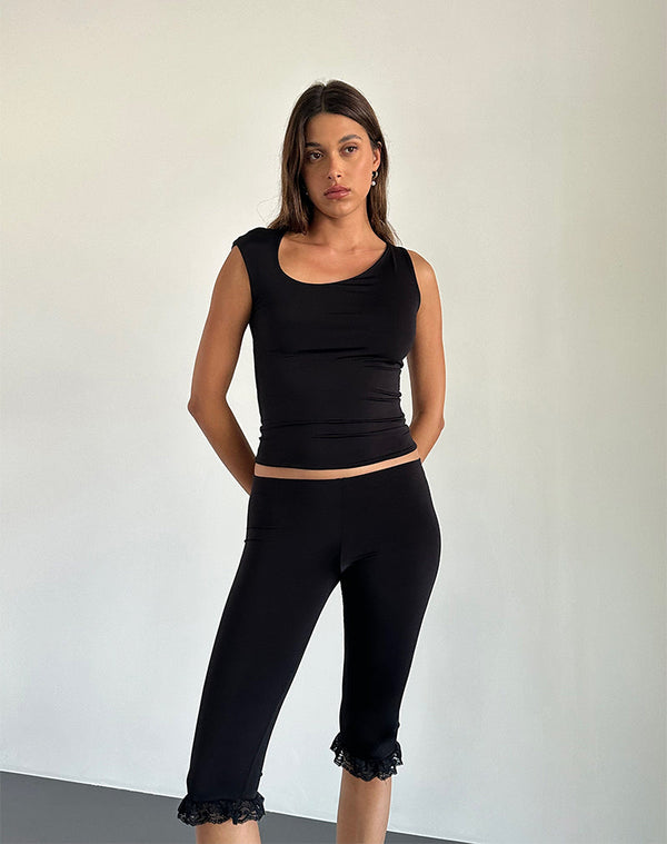 Motel Rocks Marcie Asymmetric Top In Slinky Black