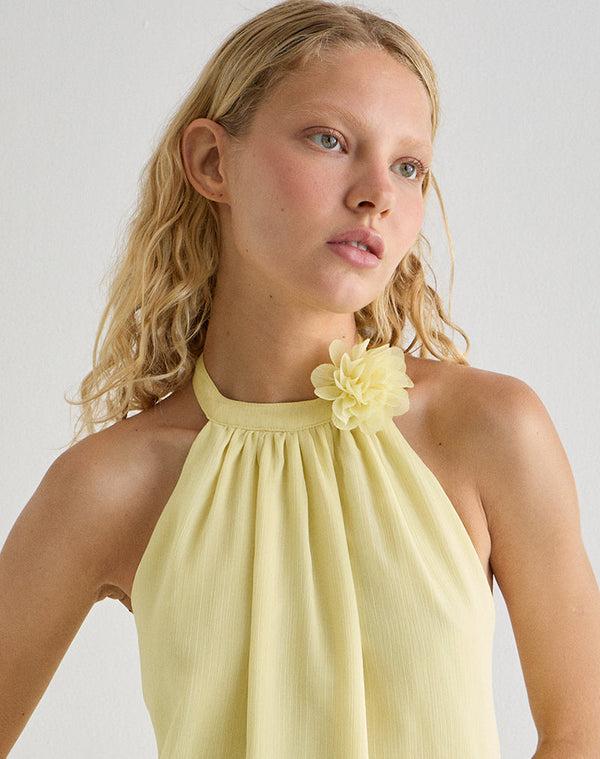 motel rocks Margaux Mini Dress in Chiffon Lemon