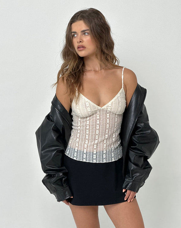Motel Rocks Marinda Cami Top In Lace Cream