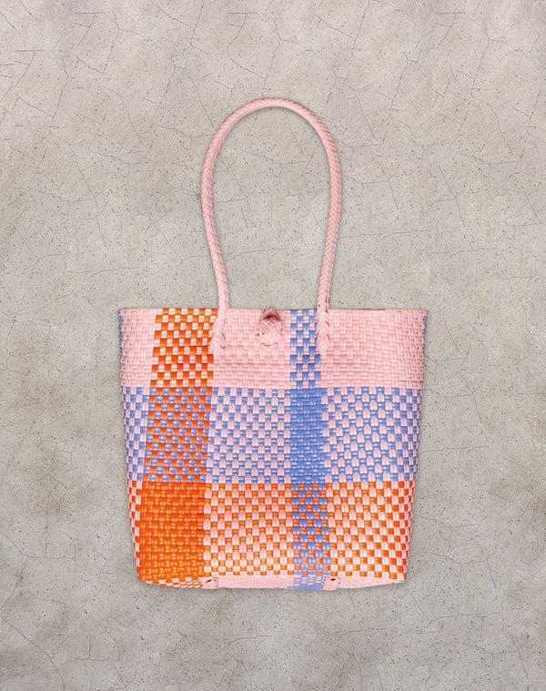 Motel Rocks Market Bag In Check Pink