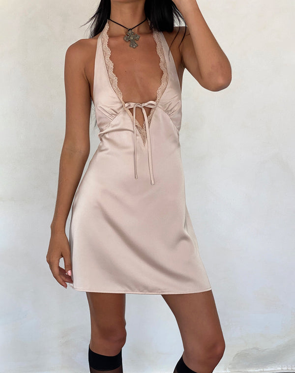 Motel Rocks MARUKO MINI DRESS SATIN CHAMPAGNE 5