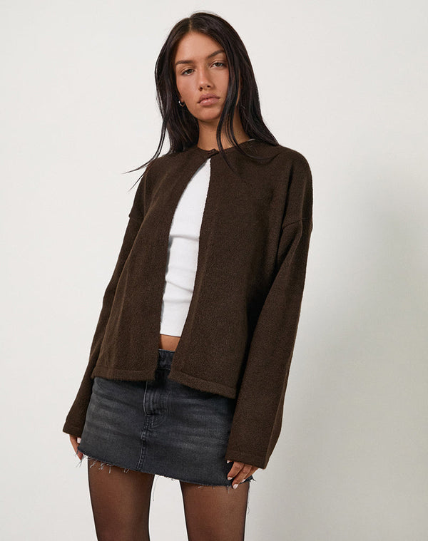 motel rocks Maureen Cardigan in Chocolate Brown