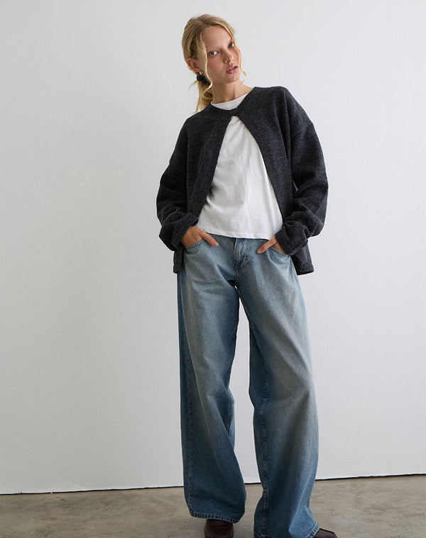 Motel Rocks Maureen Cardigan In Dark Grey