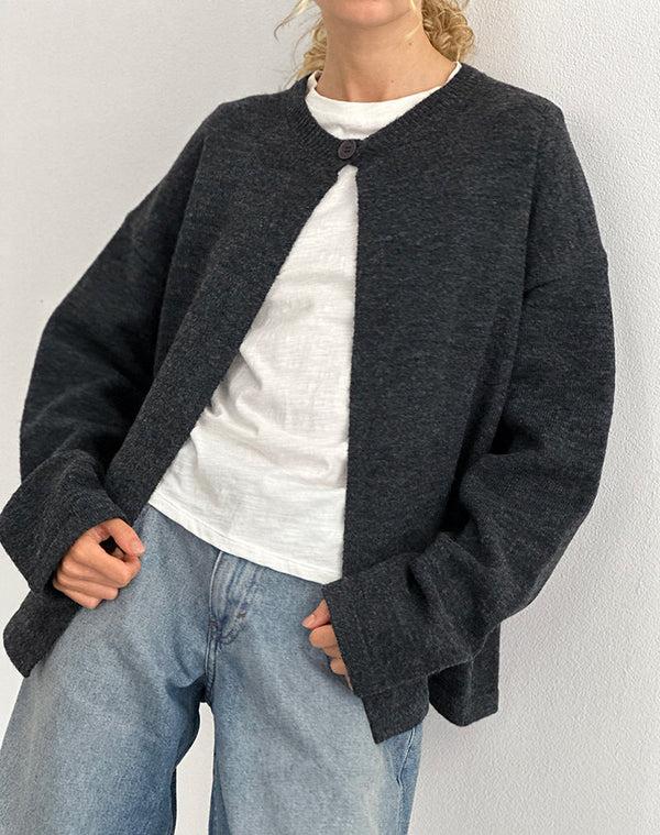 Motel Rocks Maureen Cardigan In Dark Grey