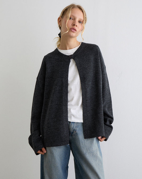 motel rocks Maureen Cardigan in Dark Grey