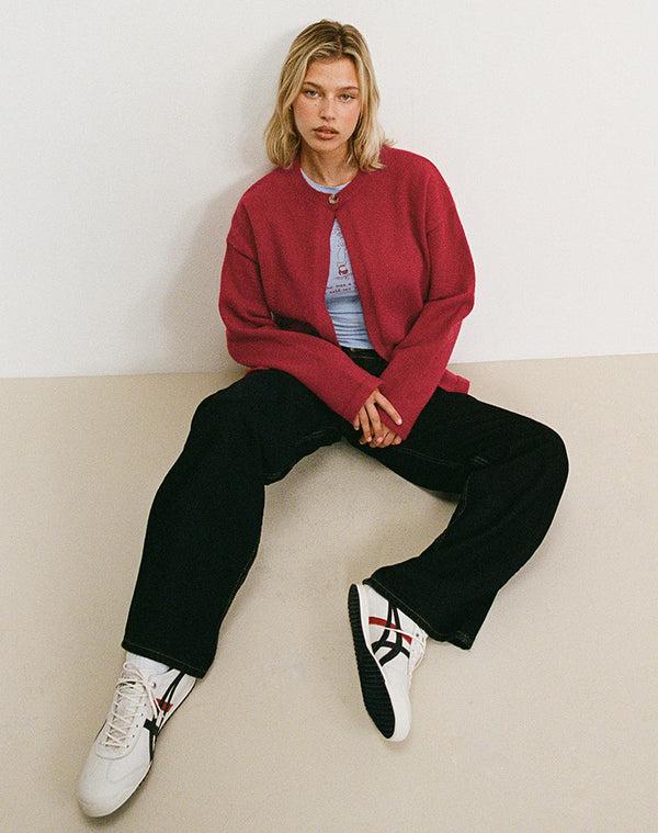 Motel Rocks Maureen Cardigan In Red