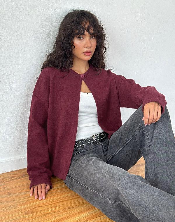 Motel Rocks Maureen Cardigan In Wine