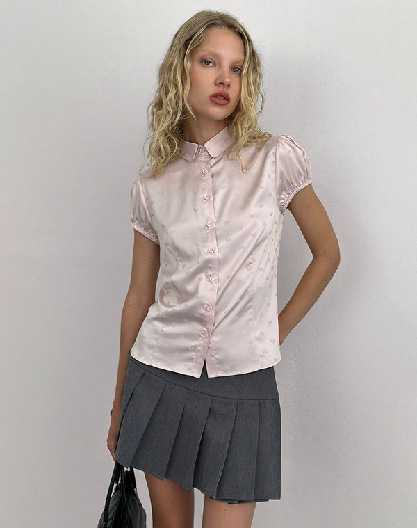 Motel Rocks Meline Blouse In Satin Jacquard Pink