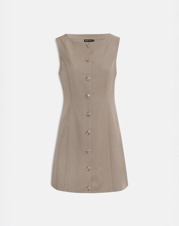 Motel Rocks Mirina Mini Dress In Tailoring Taupe