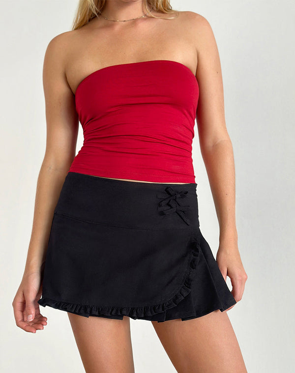 motel rocks Monana Wrap Micro Skirt in Plain Black