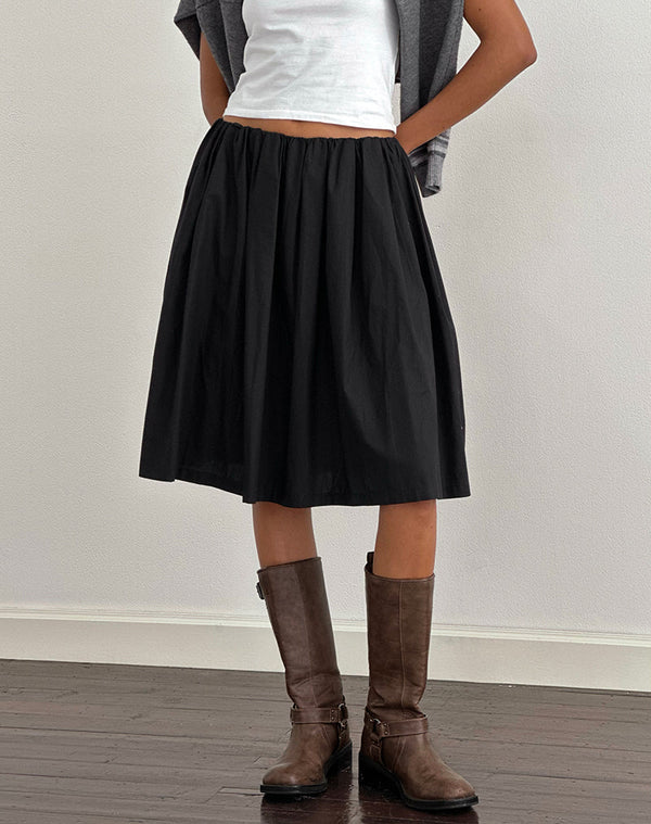 motel rocks Murphy Knee Length Skirt in Black