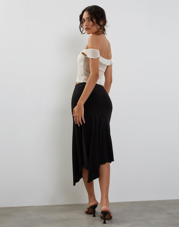 Motel Rocks Nabil Bardot Top In Mesh Cream