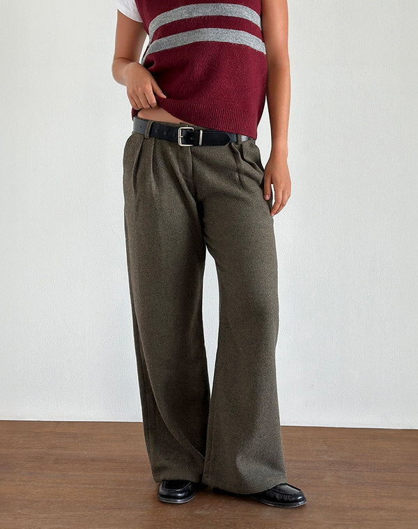 motel rocks Nailaka Tailored Trouser in Dark Taupe