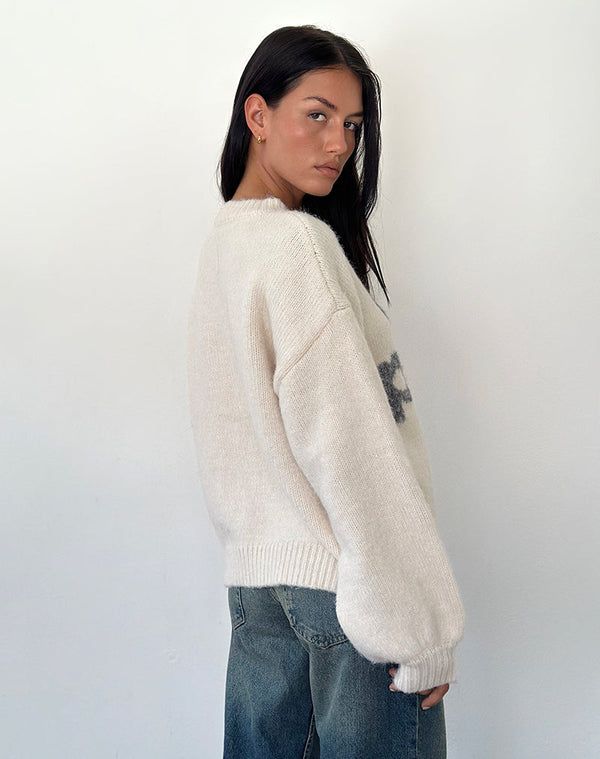 Motel Rocks Namari Jumper In Off Piste Ivory Print