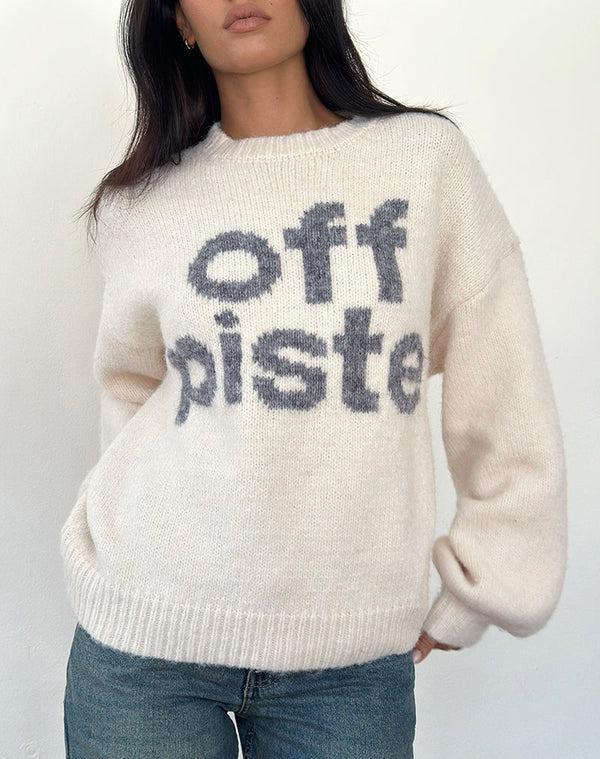 motel rocks Namari Jumper in Off Piste Ivory Print