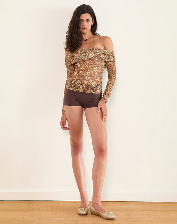 Motel Rocks Nanila Top In Cluster Floral Brown