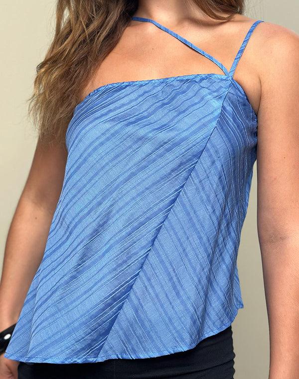 Motel Rocks Narella Top In Chiffon Stripe Blue