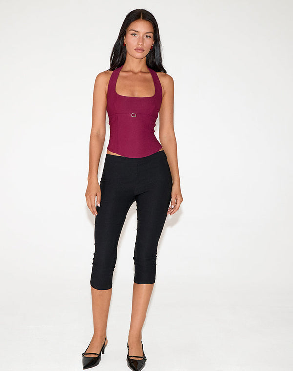 Motel Rocks Nasya Halter Top In Tailoring Burgundy