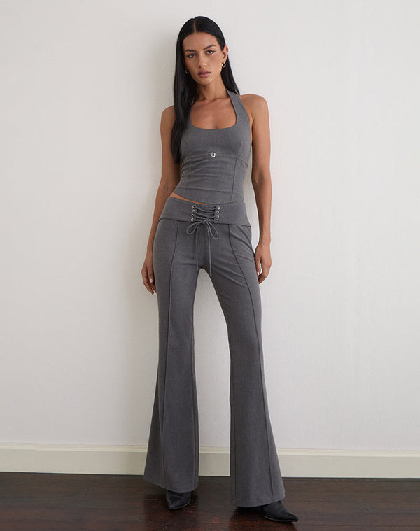 Motel Rocks Nasya Halter Top In Tailoring Charcoal
