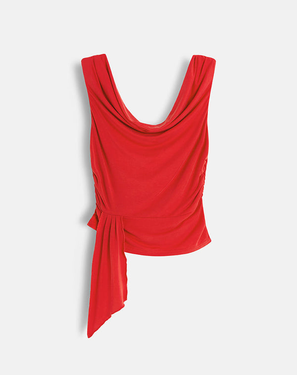 Motel Rocks Neida Drape Top In Cupro Red