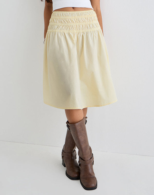 Motel Rocks Neleta Midi Skirt In Poplin Lemon
