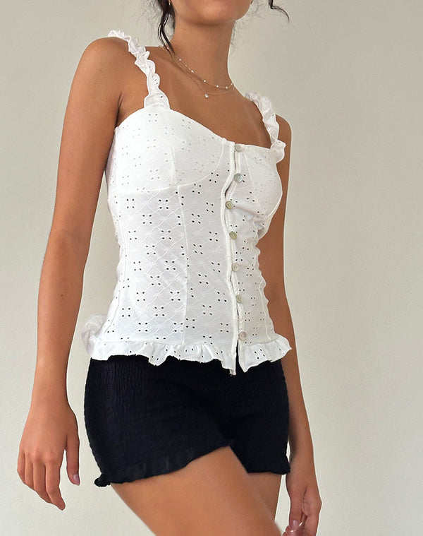 Motel Rocks Neroli Corset Top In Broderie White