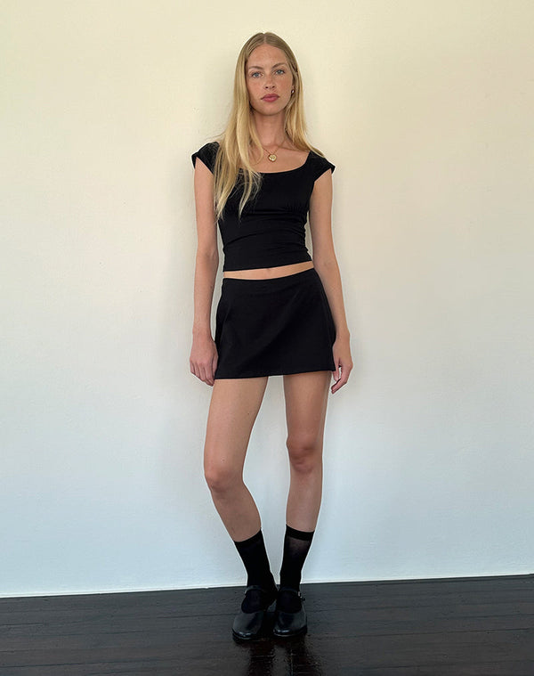 Motel Rocks Nidya A-Line Mini Skirt In Black