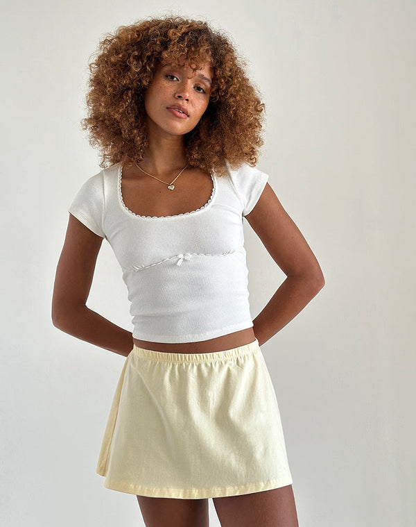 motel rocks Nidya A-Line Mini Skirt in Buttermilk