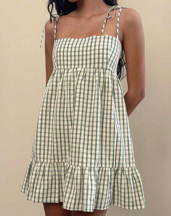 Motel Rocks Nikita Mini Dress In Green Check