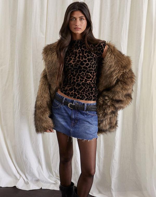 Motel Rocks Nova Top In Flock Mesh Rar Leopard