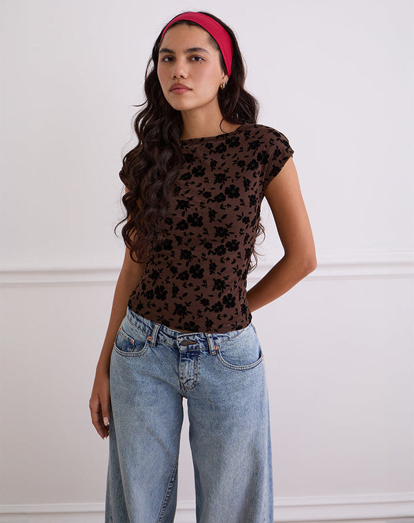 Motel Rocks Nova Top In Garden Floral Brown