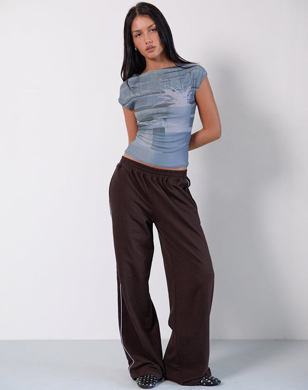 Motel Rocks Nova Top In Parlour Print Blue