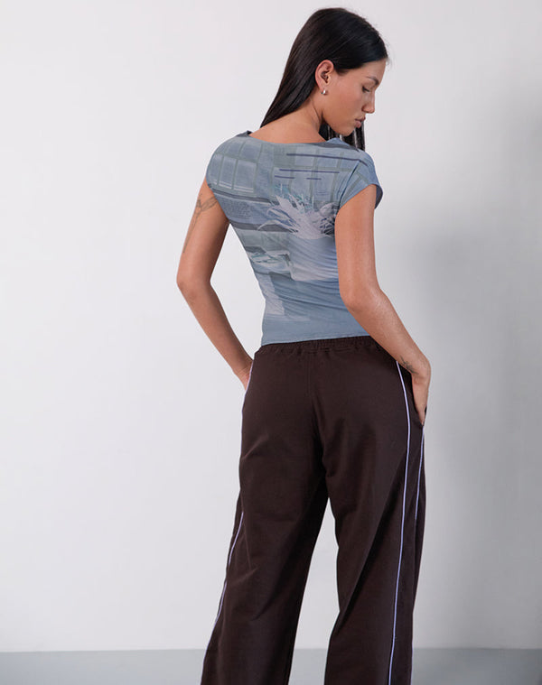 Motel Rocks Nova Top In Parlour Print Blue