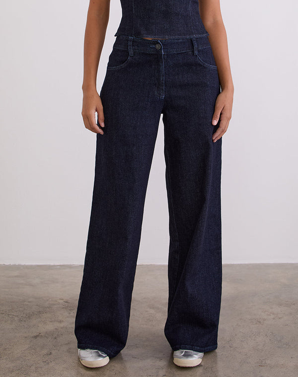 Motel Rocks Nuvia Trousers In Chambray Indigo