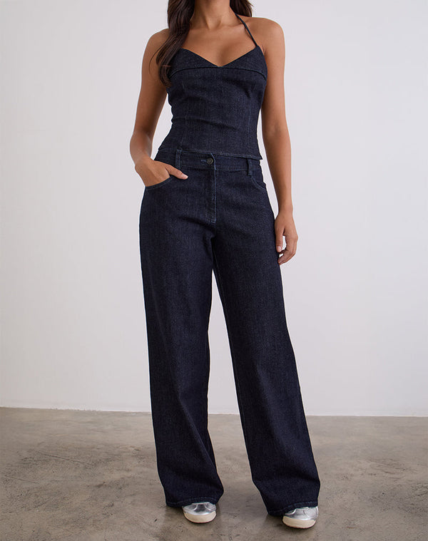 Motel Rocks Nuvia Trousers In Chambray Indigo