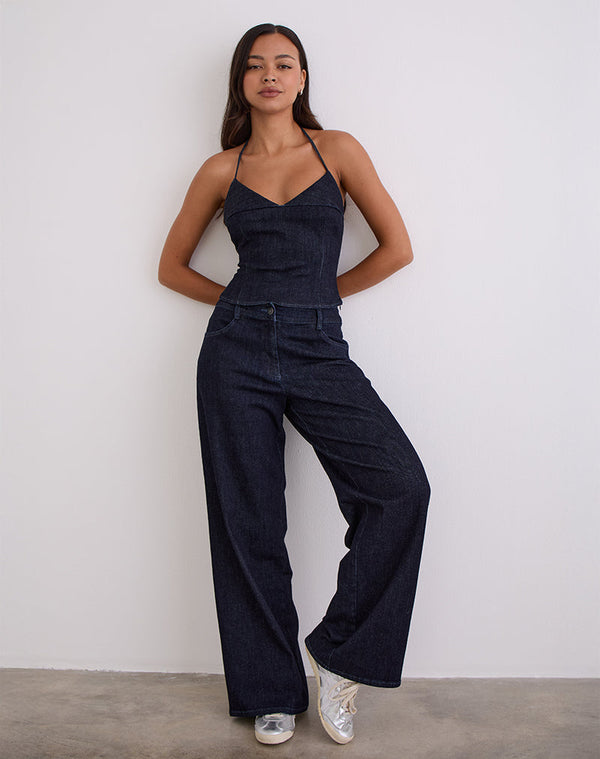 motel rocks Nuvia Trousers in Chambray Indigo