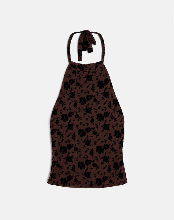 Motel Rocks Olivera Top In Brown Garden Floral