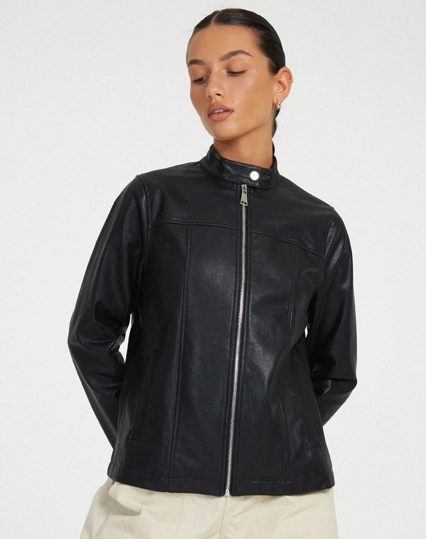 Motel Rocks Olivia Jacket In PU Black