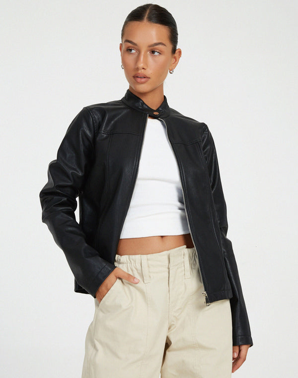 motel rocks Olivia Jacket in PU Black