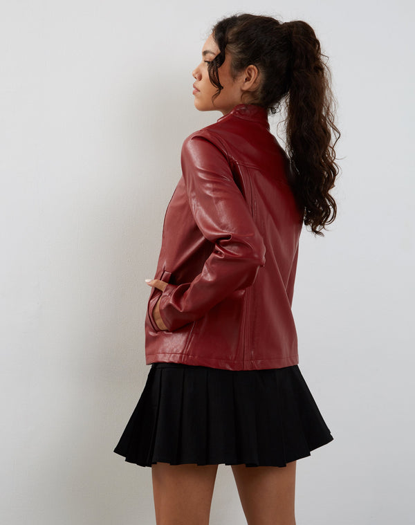 Motel Rocks Olivia Jacket In PU Blood Red