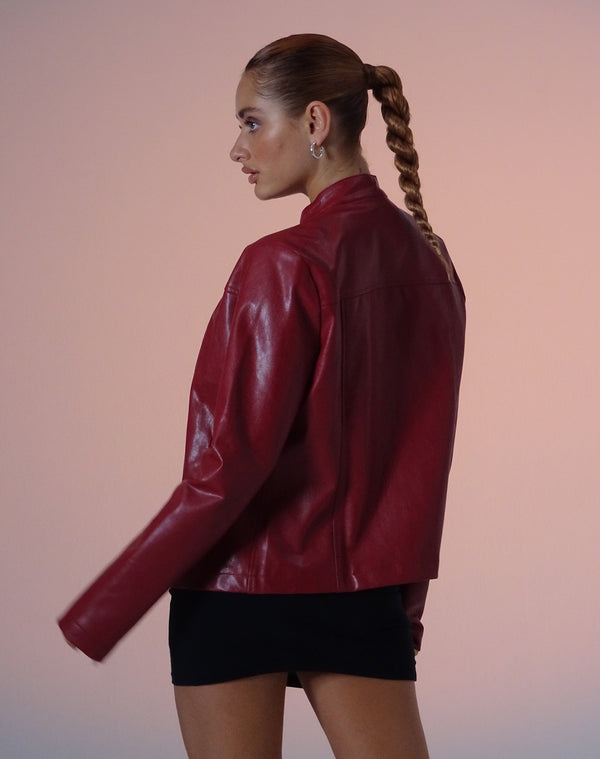 Motel Rocks Olivia Jacket In PU Blood Red