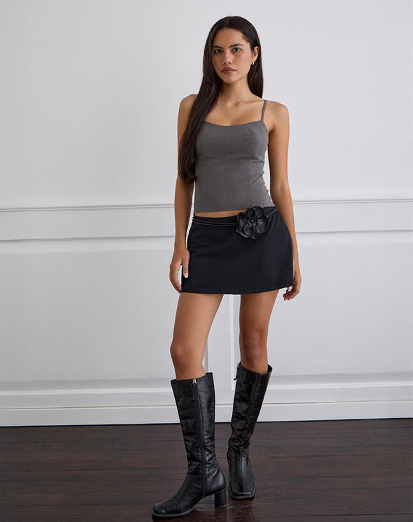 Motel Rocks Omaya Tailoring Corset Top In Charcoal