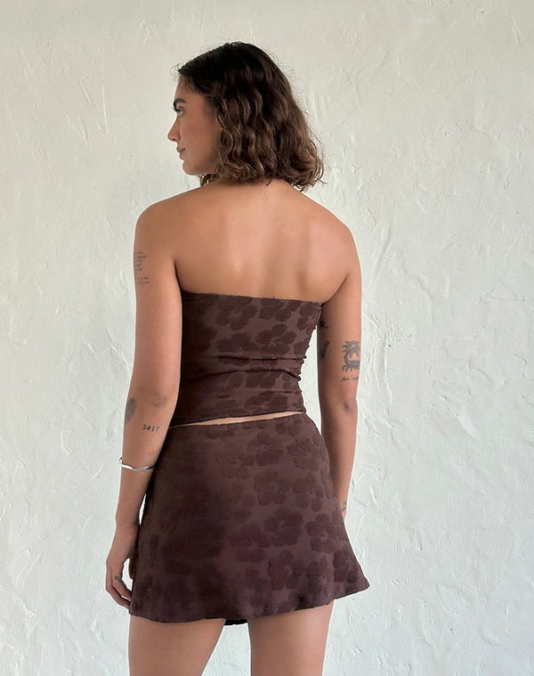 Motel Rocks Oruto Skirt In Hibiscus Terry Brown